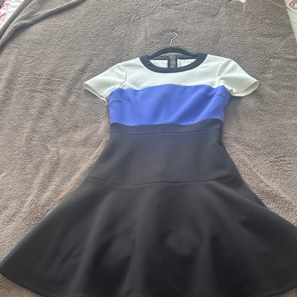 Kate Spade Tricolor Mini Dress - Black, Blue, White